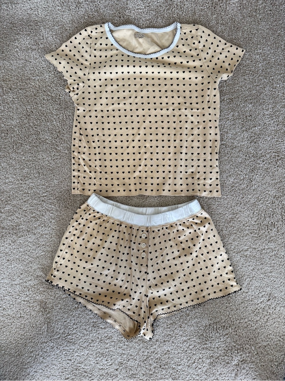 COZYLAND tan hearts short pajama set